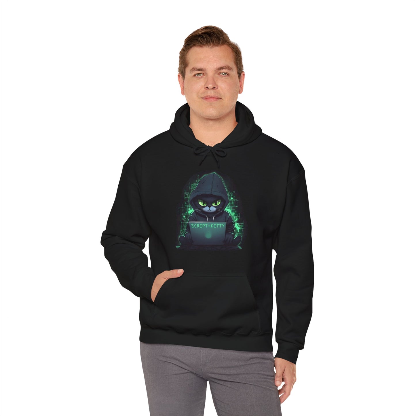 Green Script Kitty Hooded Sweatshirt