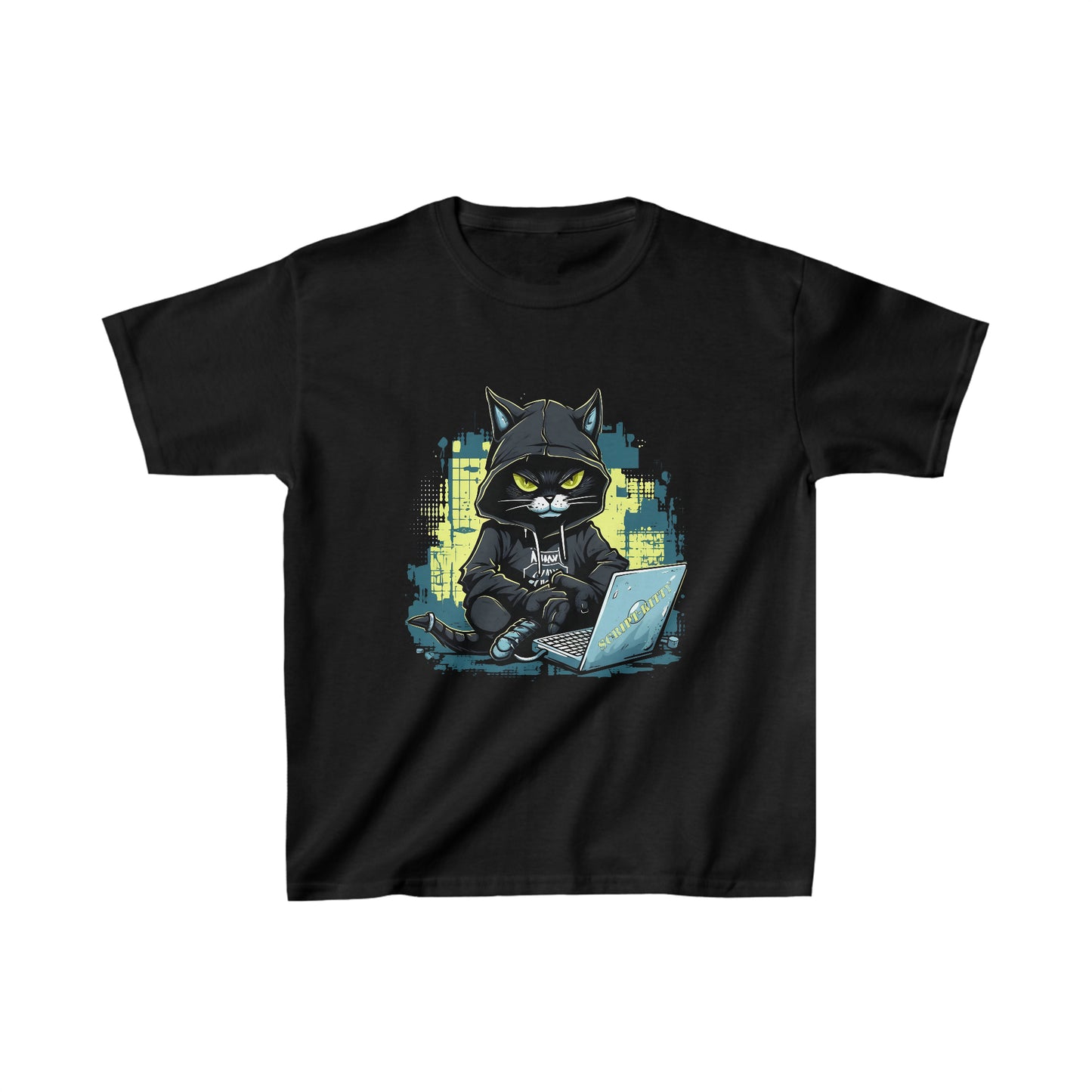 BLACK SCRIPT KITTY KIDS TEE