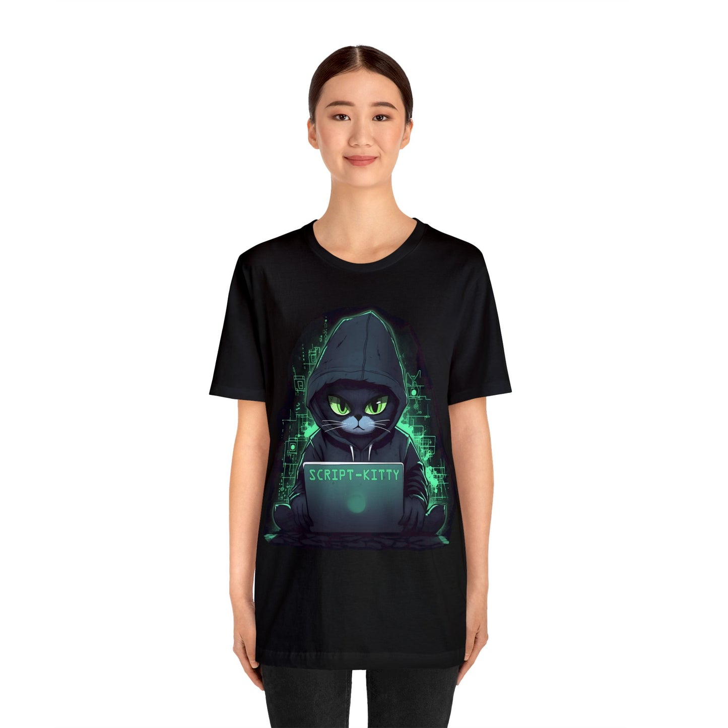 Green Script Kitty Tee