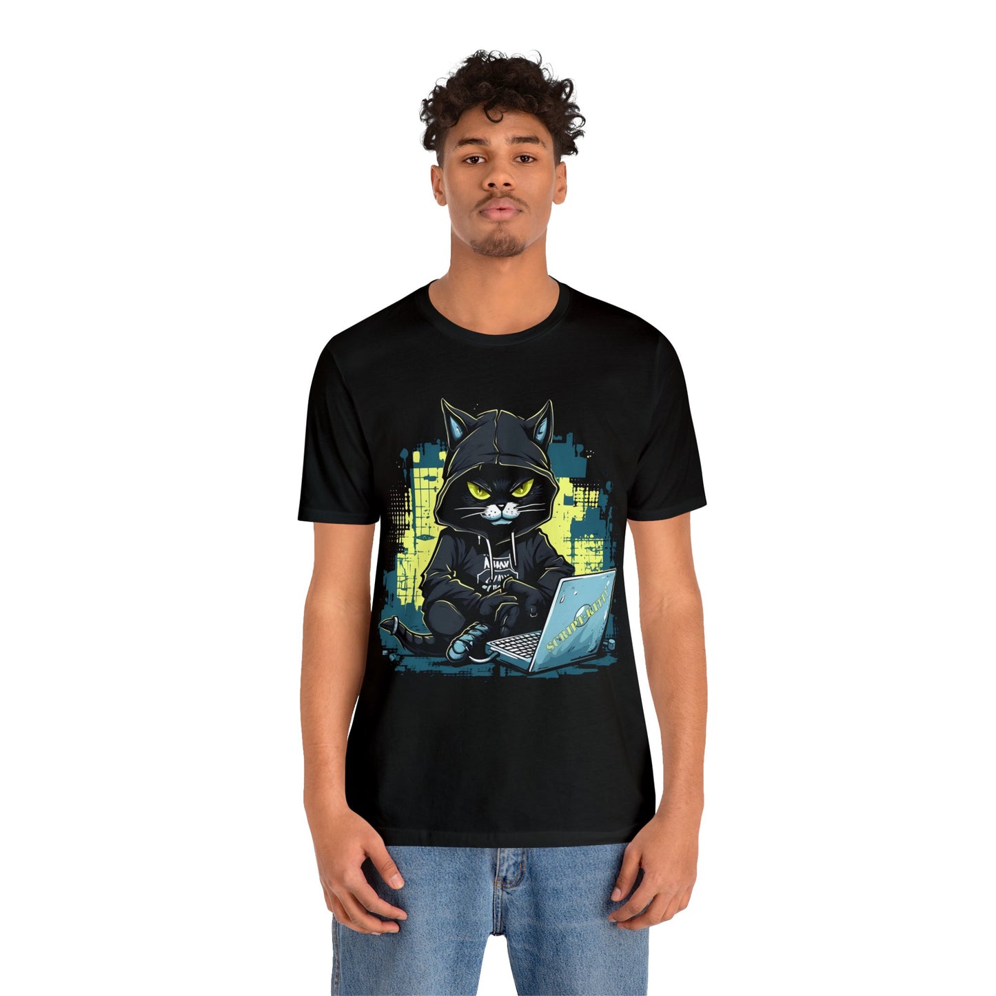 Black Script Kitty tee