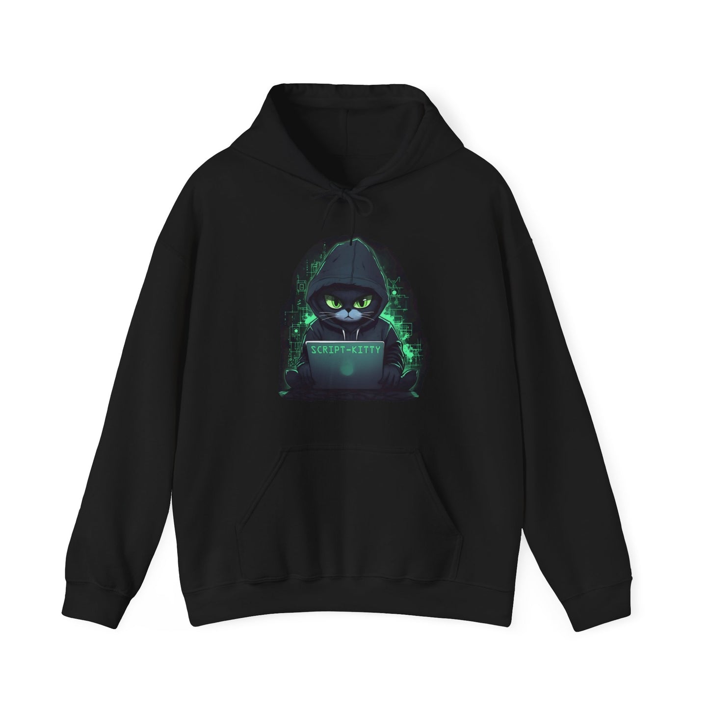 Green Script Kitty Hooded Sweatshirt