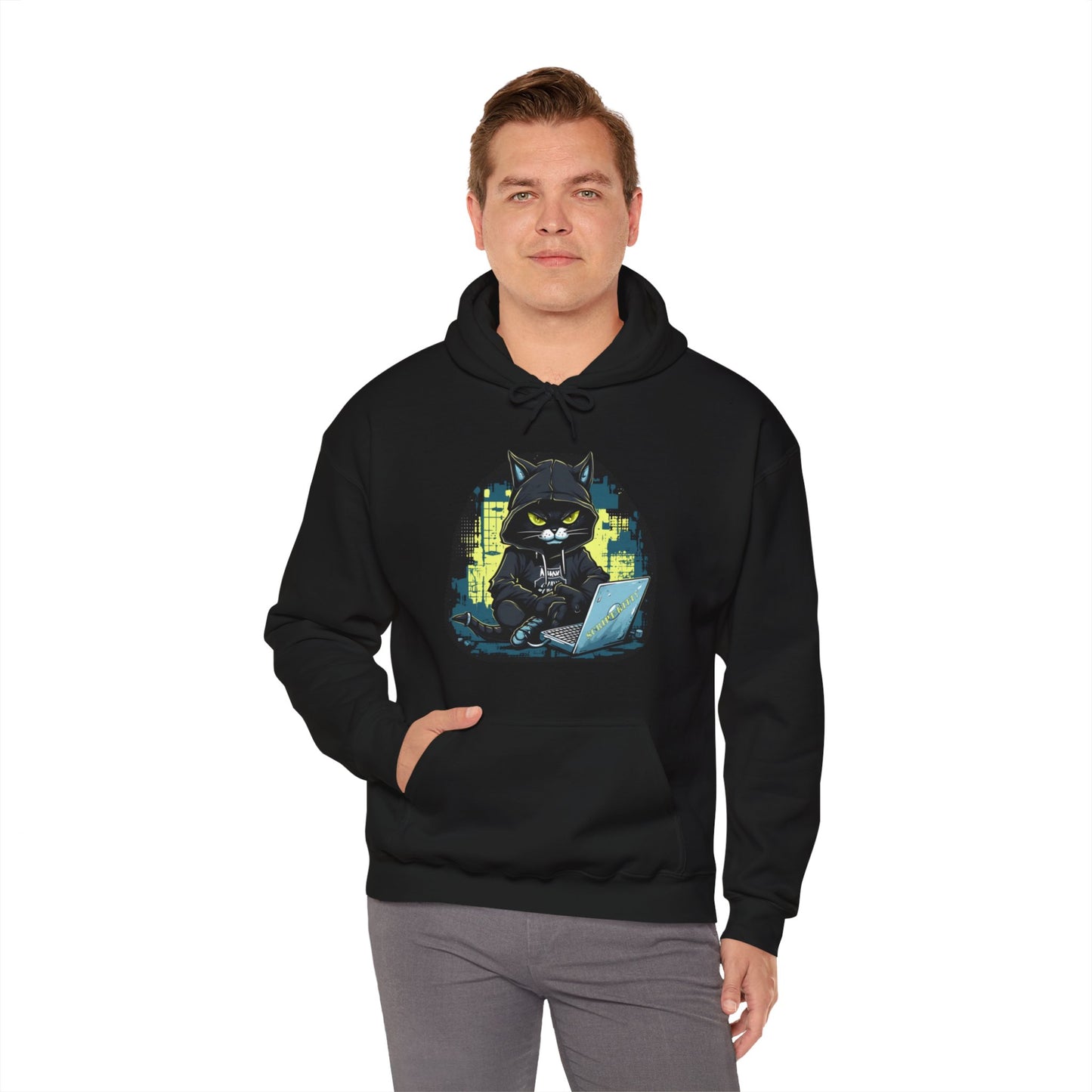 Black Script Kitty Hooded Sweatshirt