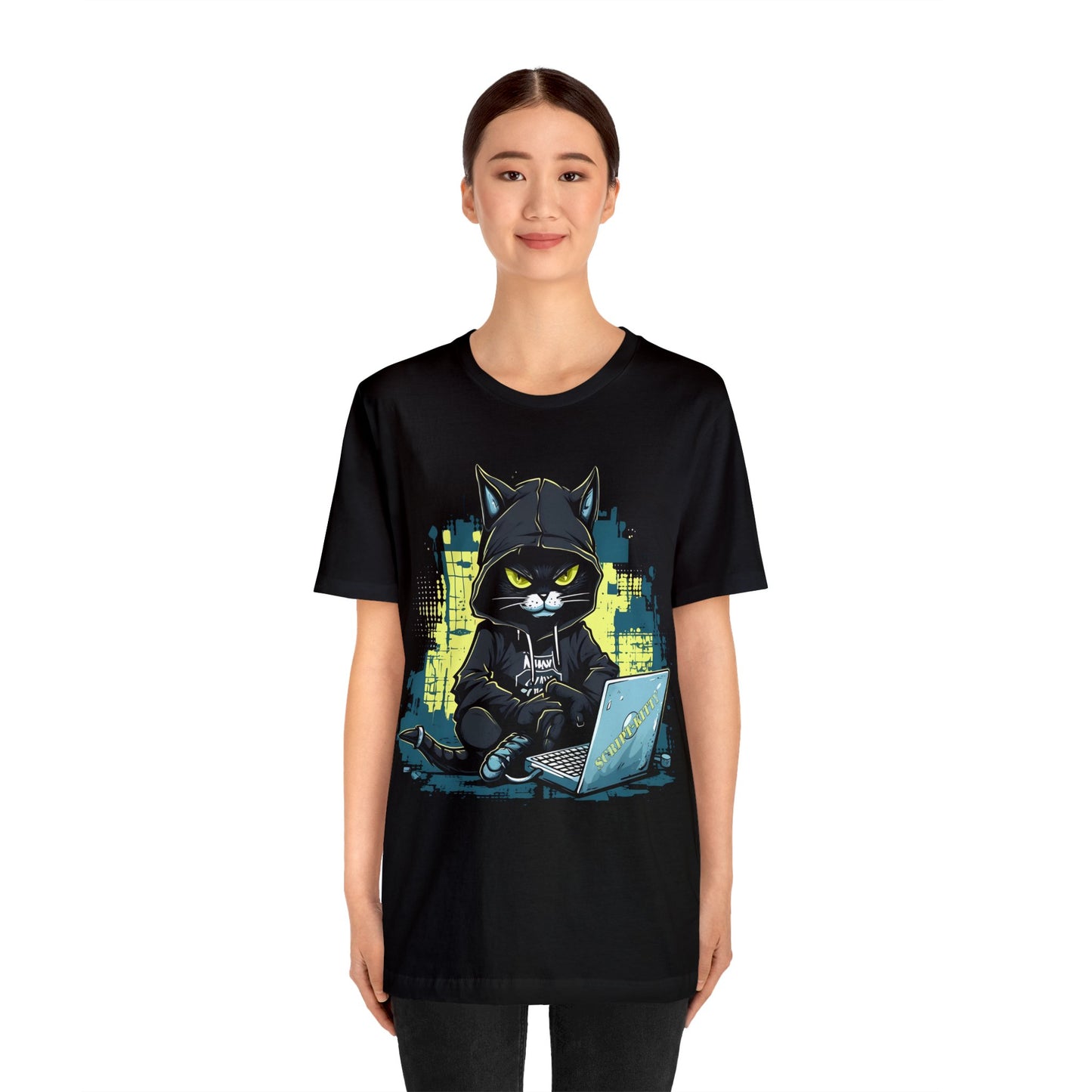 Black Script Kitty tee